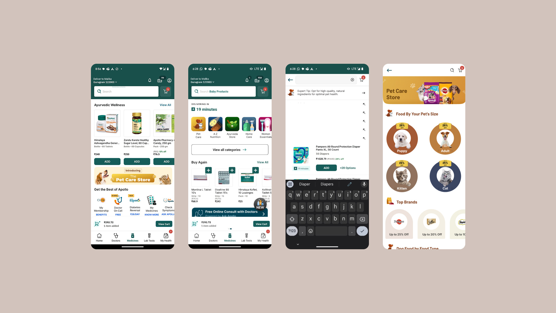 Pet Care Store Launch – Apollo 24|7 App branding graphic design landing page pet care ui