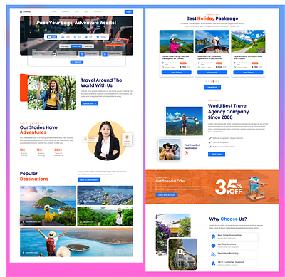 "Modern Travel Website UI Design – "Dream UI for Travel Lovers" branding dashboard design design illustration landing page design mobaile app design mobile app design saas landing page design ui web page design