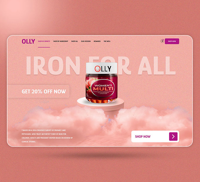 OLLY Vitamins & Supplements Website Redesign adobe animation css css3 design figma graphic design html5 illustration javascript landing page prototype ui ui design uiux ux design web website website design wordpress