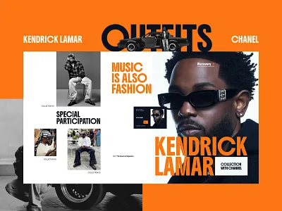 Hero Section - Kendrick Lamer and CHANEL art directed chanel design editorial design fashion graphic design hero section kendrick lamar layout music musician outfit rapper singer ui user interface web design