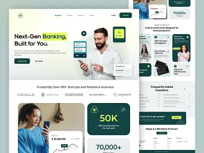Banking Landing Page banking banking landing page banking website branding clean design finance finance landing page graphic design home page interface landing page light theme minimal muhammad ali ui user interface ux web page website