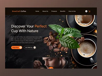 BrewCraft - Coffee Shop Landing Page cafe coffee coffee shop website ecommerce food ui food website home page landing page small business web design ui ux visual design web design website