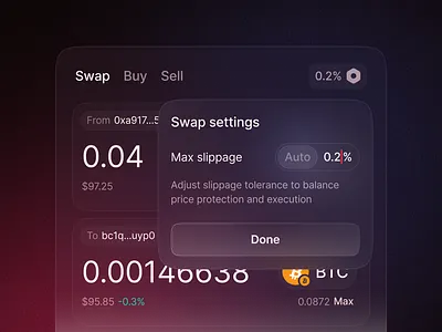 Junction Swap Settings app clean ui crypto dapp defi design exchange interface product product design settings swap ui web3