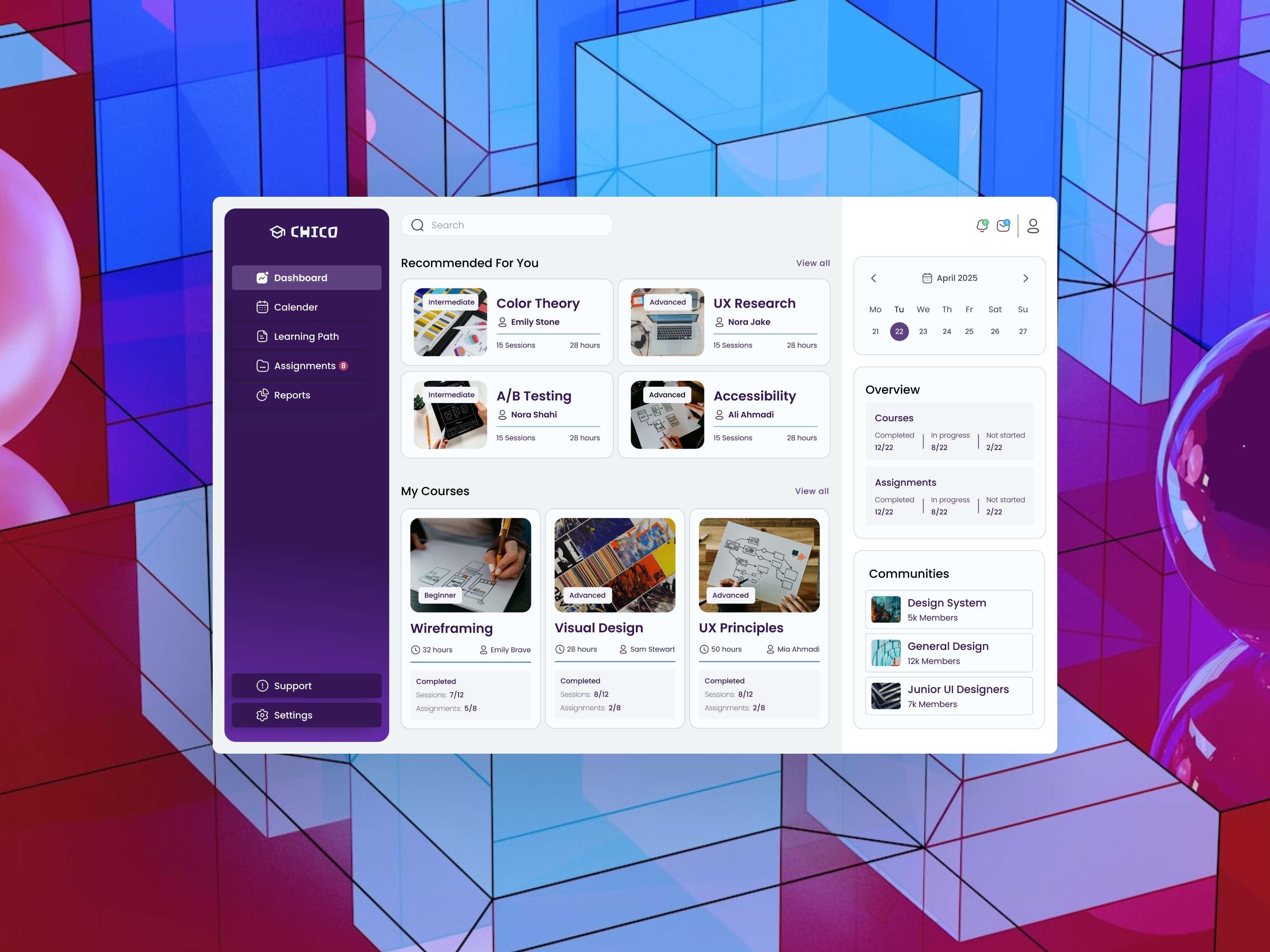 Learning Management System - Dashboard dashboard graphic design lms productdesign ui ux