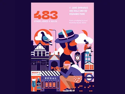 City Rhythms - Playful Illustration 483 art artwork bird cheerful cheerful design cloud color match colorful colorful illustration colors creative design drink halex illustration orange pink background playful design
