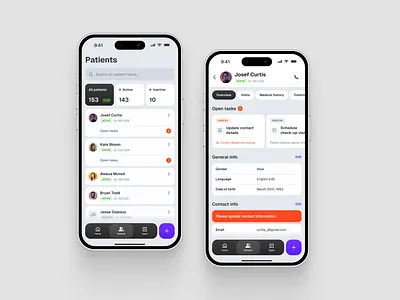 Patient list & Patient profile concept design mobile app ui ux