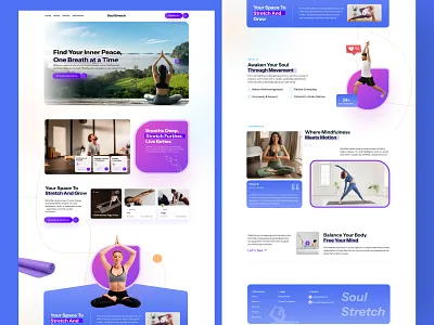 Yoga Landing Page ai povered breathing design healthcare icon mindfulness motivation product ui uiux ux wellness yoga