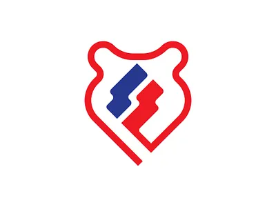 Simple Bear With Flag Logo abstract america american animal animals bear face flag free freedom head ice logo minimilist premade logos snow strong tech wild wood