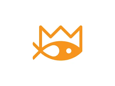 Minimal Fish Crown Logo animal animals aquatic club community crown deliver fashion fast fish fishing food king logo marine minimilist premade logos restaurant throne