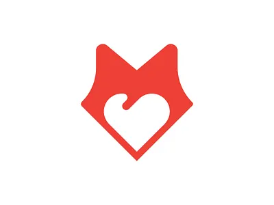Minimalist Fox Heart Logo abstract animal animals beauty care face fashion fitness fox head health heart logo love medical minimilist premade logos white wild wolf