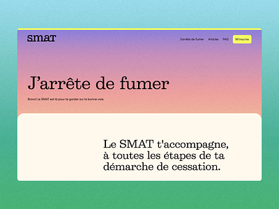 Enrollment page design for the SMAT animation colorful desktop enrollment gradient illustration interaction motion design purple road smat smoking subscription ui ui design web design website yellow