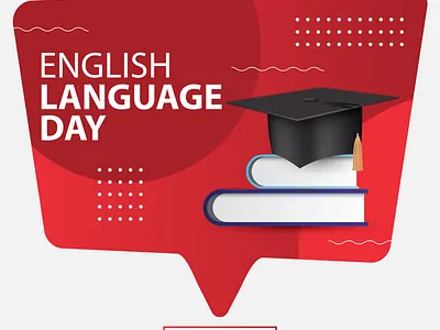 ENGLISH LANGUAGE DAY 23 april adobe illustrator books branding design education cap england english language day facebook design graphic design illustration red vector