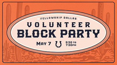 Western Themed Block Party church event graphic design logo