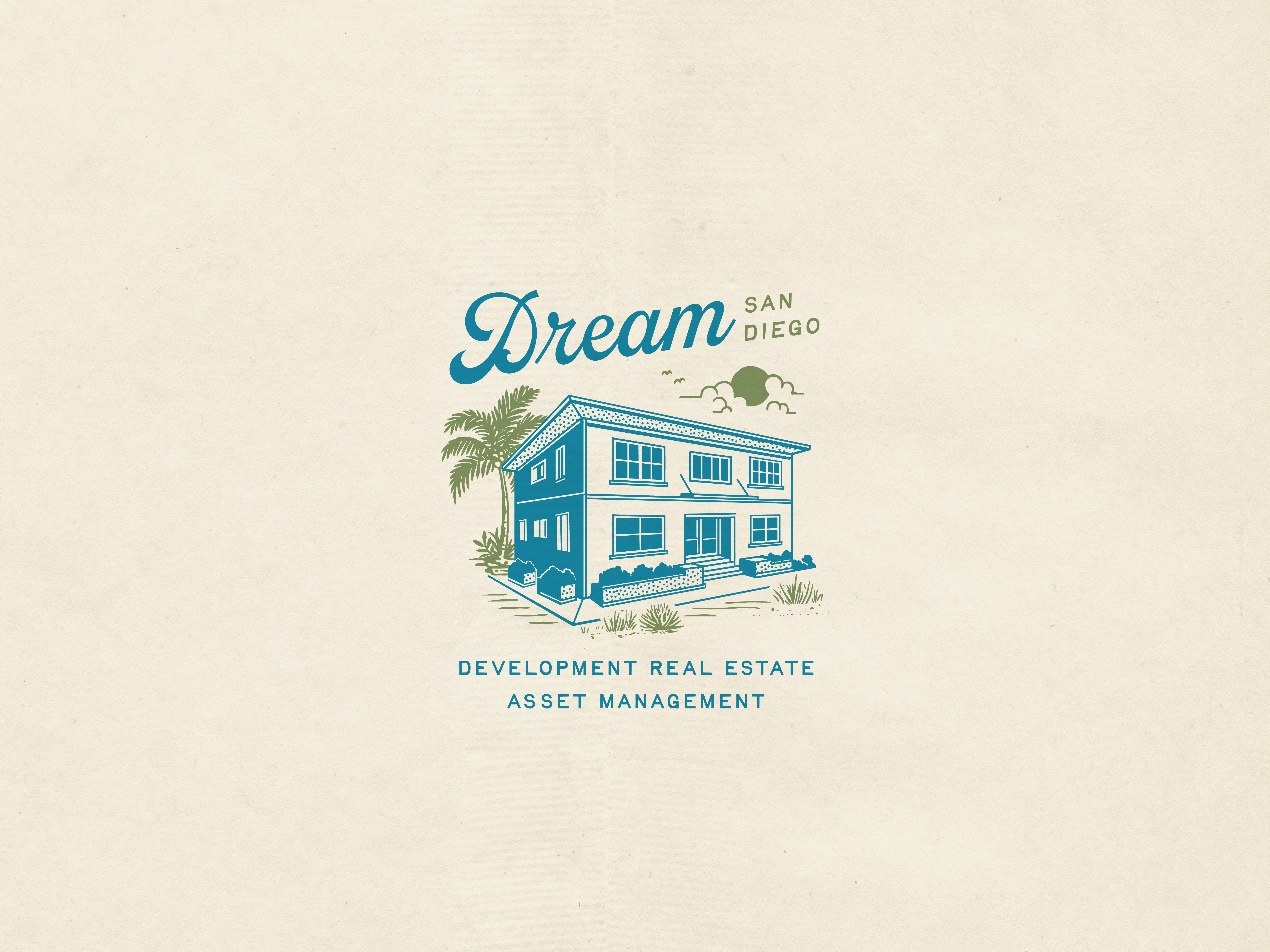 Dream San Diego: Branding brand identity branding building geometric graphic design hotel hotel logo illustration lineart logo logo design monoline property real estate san diego vintage hotel vintage logo
