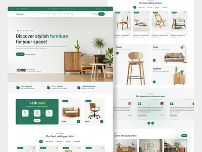 Furnitur - Website chair clean design ecommerce furniture landingpage livingroom selling ui design ux web website