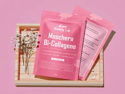 Maschera Bi-Collagene Cosmatic Pouch Packaging Design beauty product brand identity branding cosmatic packaging elementor pro graphic design illustration landing page maschera bi collagene packaging packaging design pouch packaging product design product packaging typography uiux web design website website design wordpress