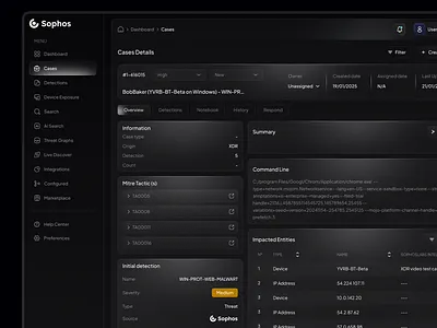 Cybersecurity Cases Details Page account details app app design customer details cyber risk cybersecurity dark mode dashboard details details page digital product order details product saas security ui ux web app web design