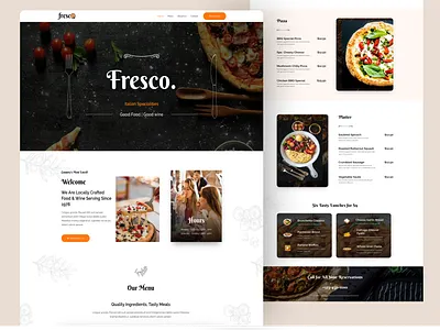 Italian Restaurant food website landing page ui web design website design