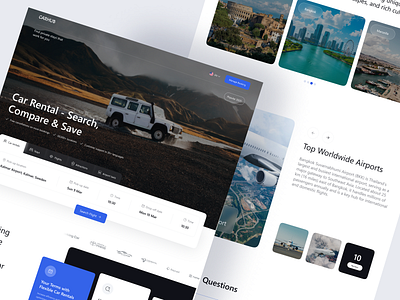 Car Rental Website airplane ar booking car leasing car rent service car rental car rental landing page car rental website flight booking flight ticket hotel online booking platform rent a car rental company schedule management searching flights travel ui ux web design