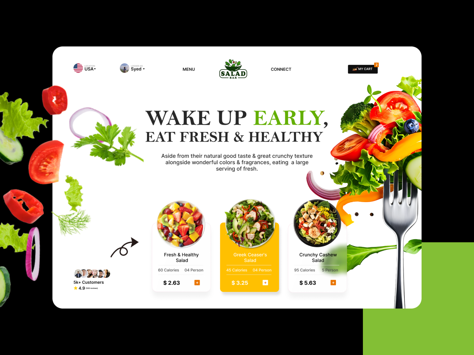 Fresh Salads - Concept Website branding concept design graphic design illustration logo mobile app mobileui ui web website website ui