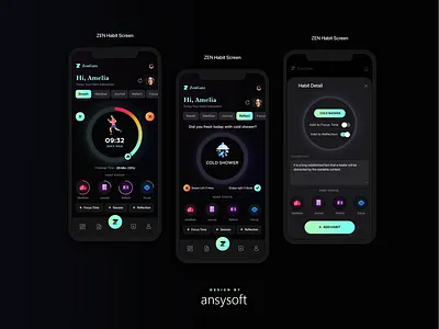 The mobile app named "ZenGate" designed by Ansysoft adobephotoshop breakfreefromscreens digitalwellbeing healthyhabits healthylifestyle mindfulnessapp mobileapp productivityapp screentimetransformation selfcareapp stressrelief timemanagement wellbeingjourney wellnessapp