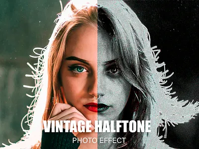 Vintage Halftone Photo Effect black and white dots effect file halftone image media object old pattern photo photoshop placeholder psd retro rgb smart style template vintage