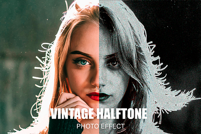 Vintage Halftone Photo Effect black and white dots effect file halftone image media object old pattern photo photoshop placeholder psd retro rgb smart style template vintage