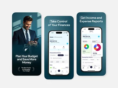 Budget Tracker App Screenshots app store branding budget charts design expenses figma graphic design illustration income ios mockup modern money screenshots shopping typography ui usdt