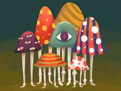 Family character family illustration mushroom procreate