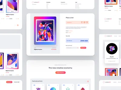 NFT auction - UI screens auction bid blockchain cardano clean concept crypto dashboard nft ui web3