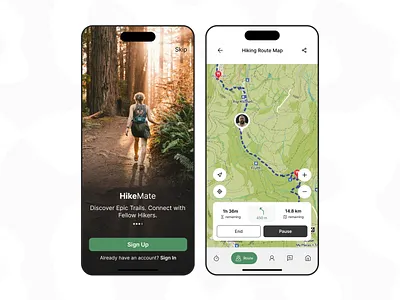 🥾HikeMate - Hiking App UI adventure booking camp camping climbing community design destination forest hiking mount mountain nature travel travel agency travel app trip ui uiux vacation