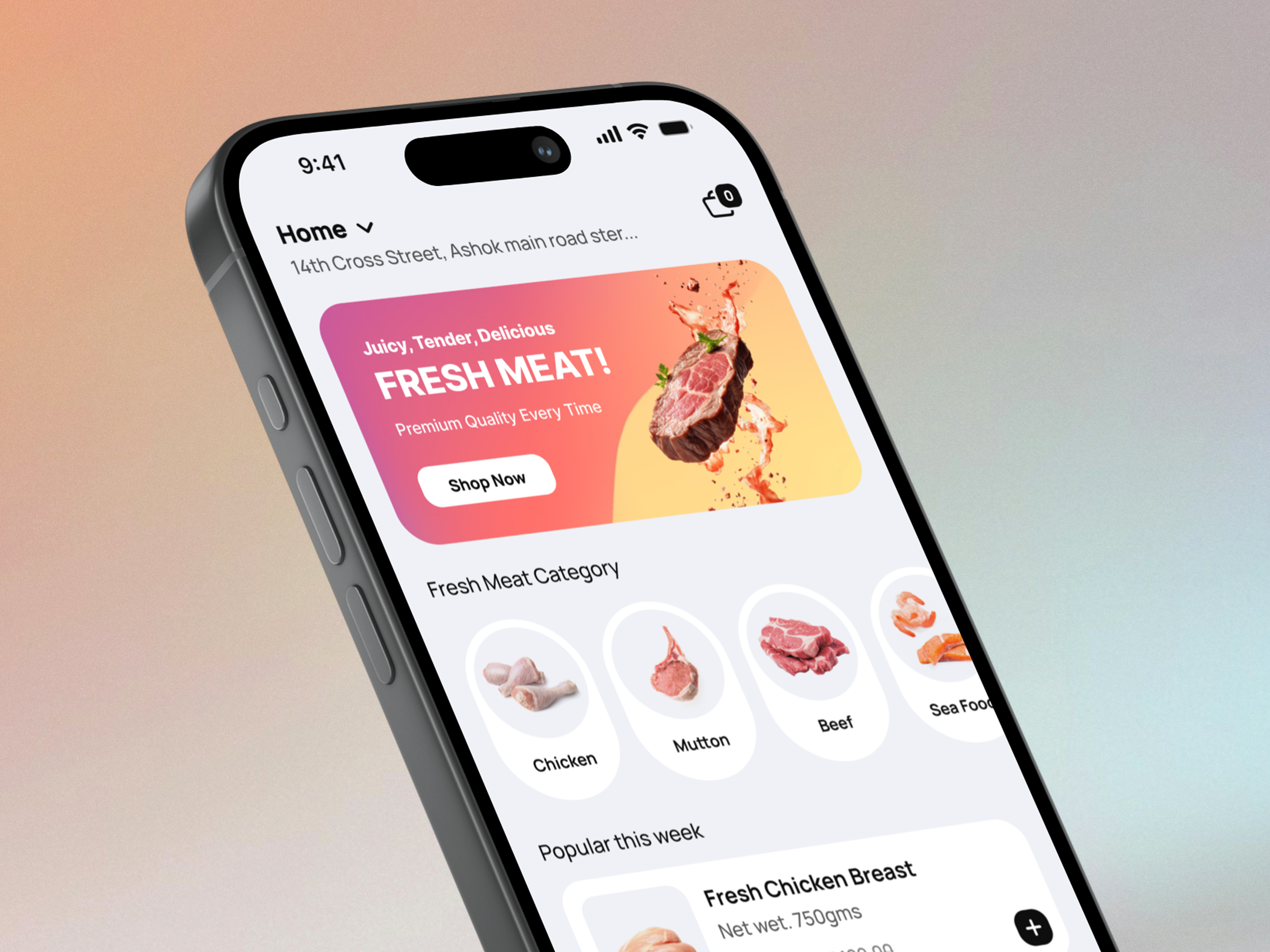 🥩 Fresh Meat Delivery App — Mobile UI Design app ui cart ui creative design delivery food delivery location ui meat meat delivery mobile app mobile ui pdp page product page product ui ui design ui screens