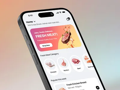 🥩 Fresh Meat Delivery App — Mobile UI Design app ui cart ui creative design delivery food delivery location ui meat meat delivery mobile app mobile ui pdp page product page product ui ui design ui screens