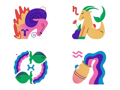 Zodiac Signs animation aquarius aries astrological astrology capricorn design esoteric flat gif lottie natal pisces stars vector zodiac