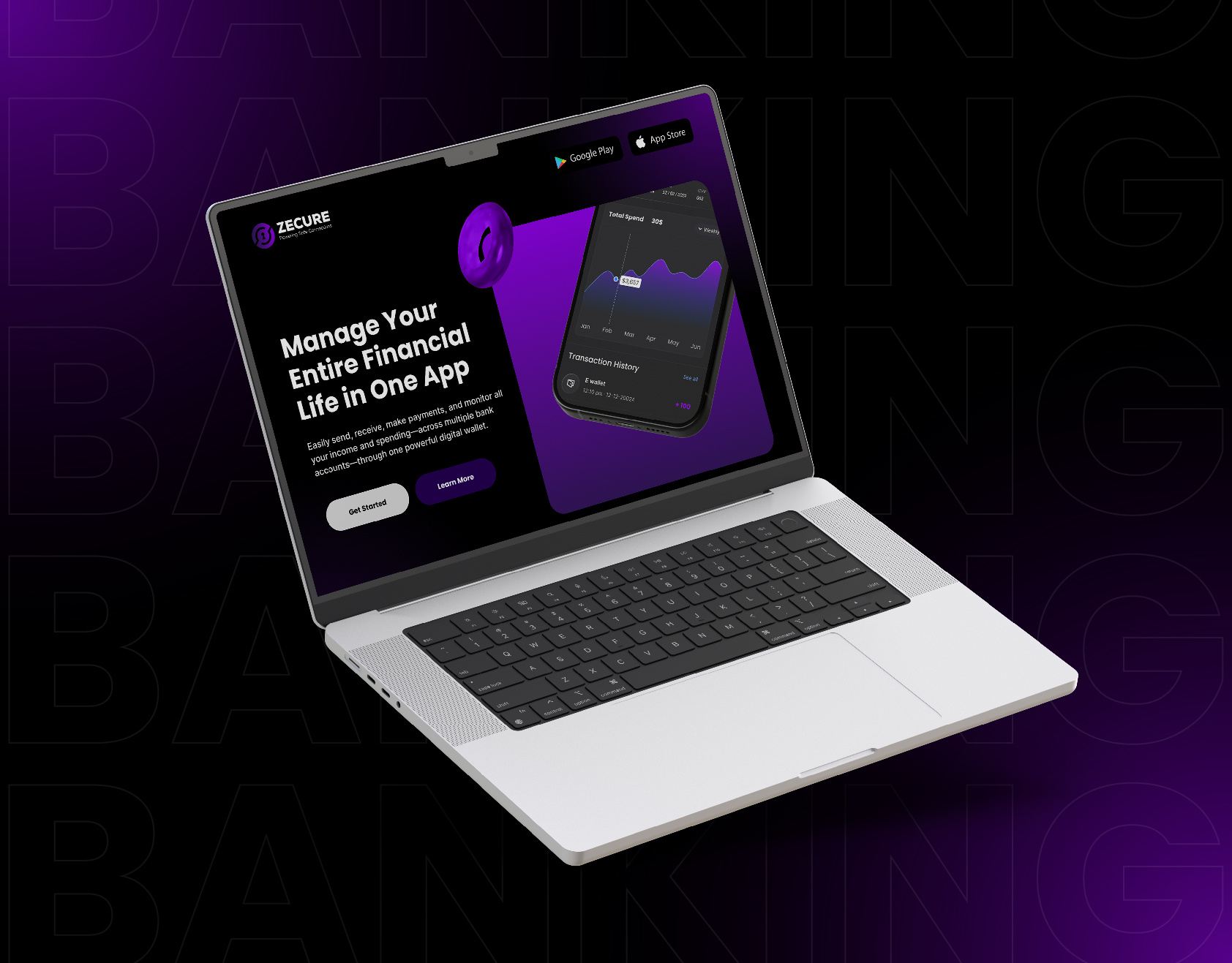 Zecure Fintech UI/UX Responsive Design branding graphic design ui ux web design