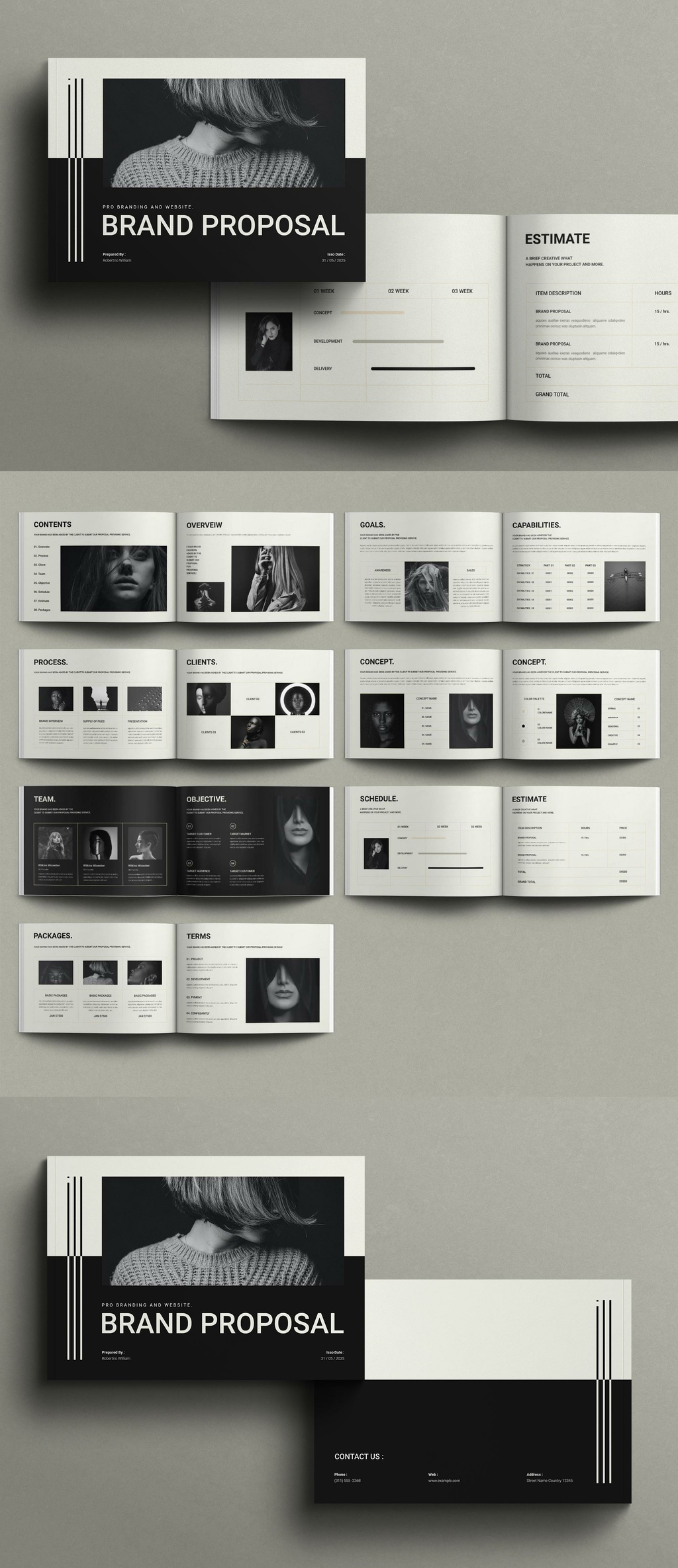 Brand Proposal Template Landscape a4 brand proposal branding brochure business creative design graphic design illustration landscape logo minimal minimalist motion graphics proposal proposal template vector