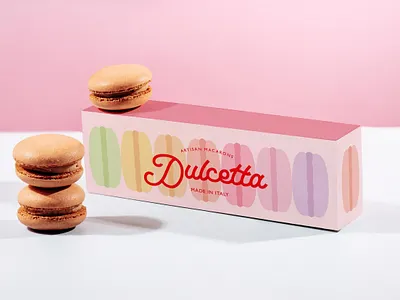 Brand Identity – Macarons bold box design brand identity branding colorful dessert food box design food branding food illustration illustration logo design macarons packaging design pink red logo visual identity