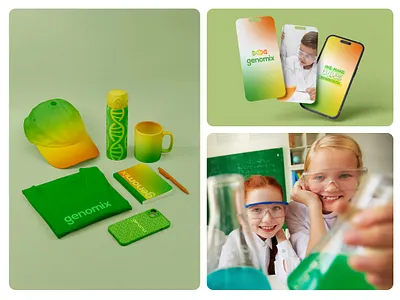 Brand Identity – Science School biosciences brand identity branding children educational gradient green logo design orange science school stationery design visual identity yellow