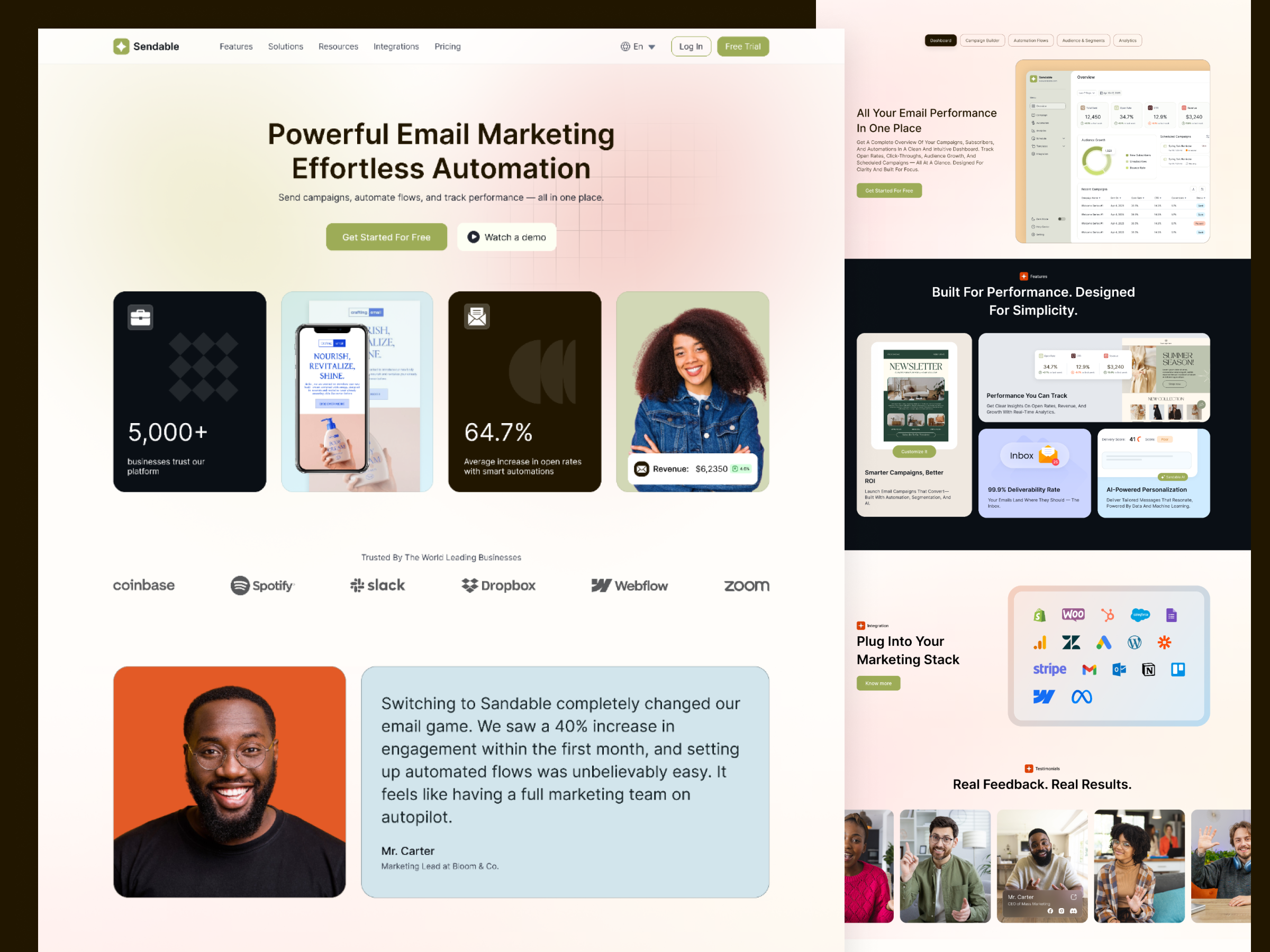 Sandable: Email Marketing Web design best saas website email email marketing email marketing landing page email marketing uiux email marketing website landing page landing page design saas saas design saas landing page saas web design saas website uiux web design website design