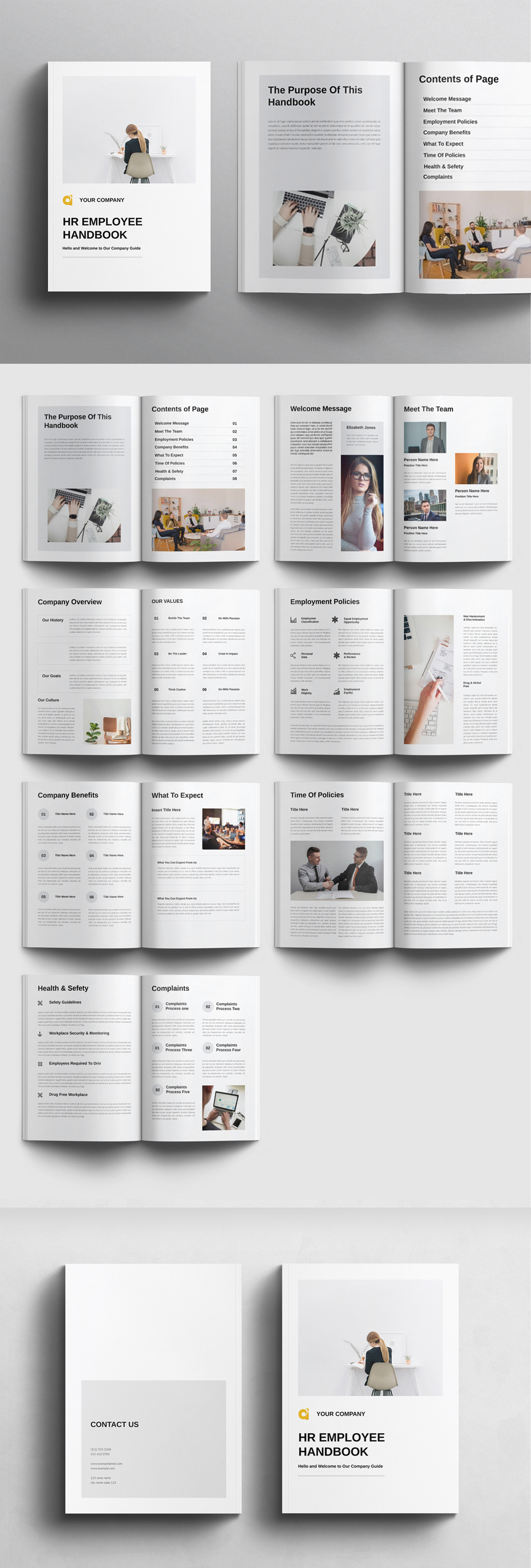 Employee Handbook Template a4 agency branding business creative design employee graphic design handbook illustration logo minimal print proposal ui