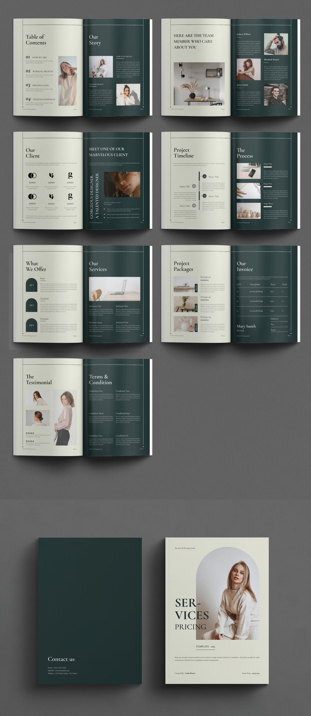 Services & Pricing Guide Template a4 branding business creative design graphic design guide guiding minimal minimalist portfolio pricing proposal services template