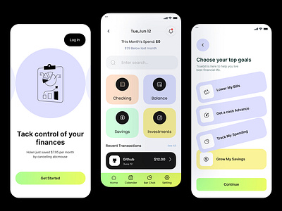 Finance service - Mobile app app app design balance bank bank app banking credit card finance finance app fintech investment minimal ui mobile app mobile app design mobile design mobile ui modern ui product design super app transaction