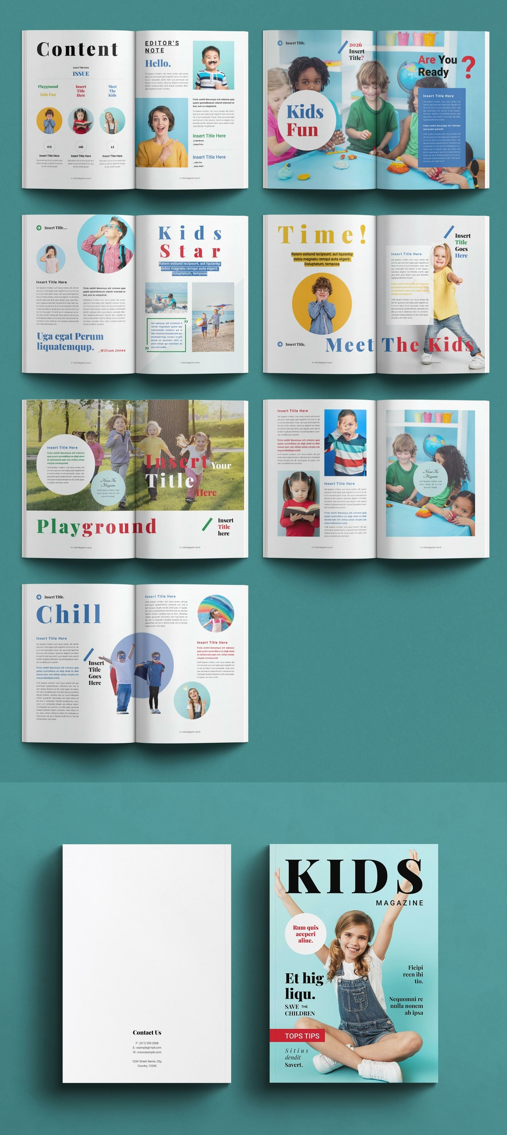 Kids Magazine Template a4 branding brochure business clean creative design graphic design kids logo mag magaz magazine magazines magz minimal minimalist professional simple template