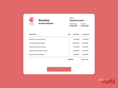 DailyUI #046 - Invoice branding design game graphic design illustration logo minimal mobile app mobile design pixel ui ui design vector