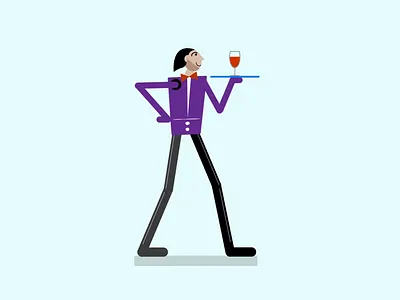 French waiter animation adobe illustrator aftereffects animation character design drawing french waiter funny illustration motion graphics story telling walking cycle