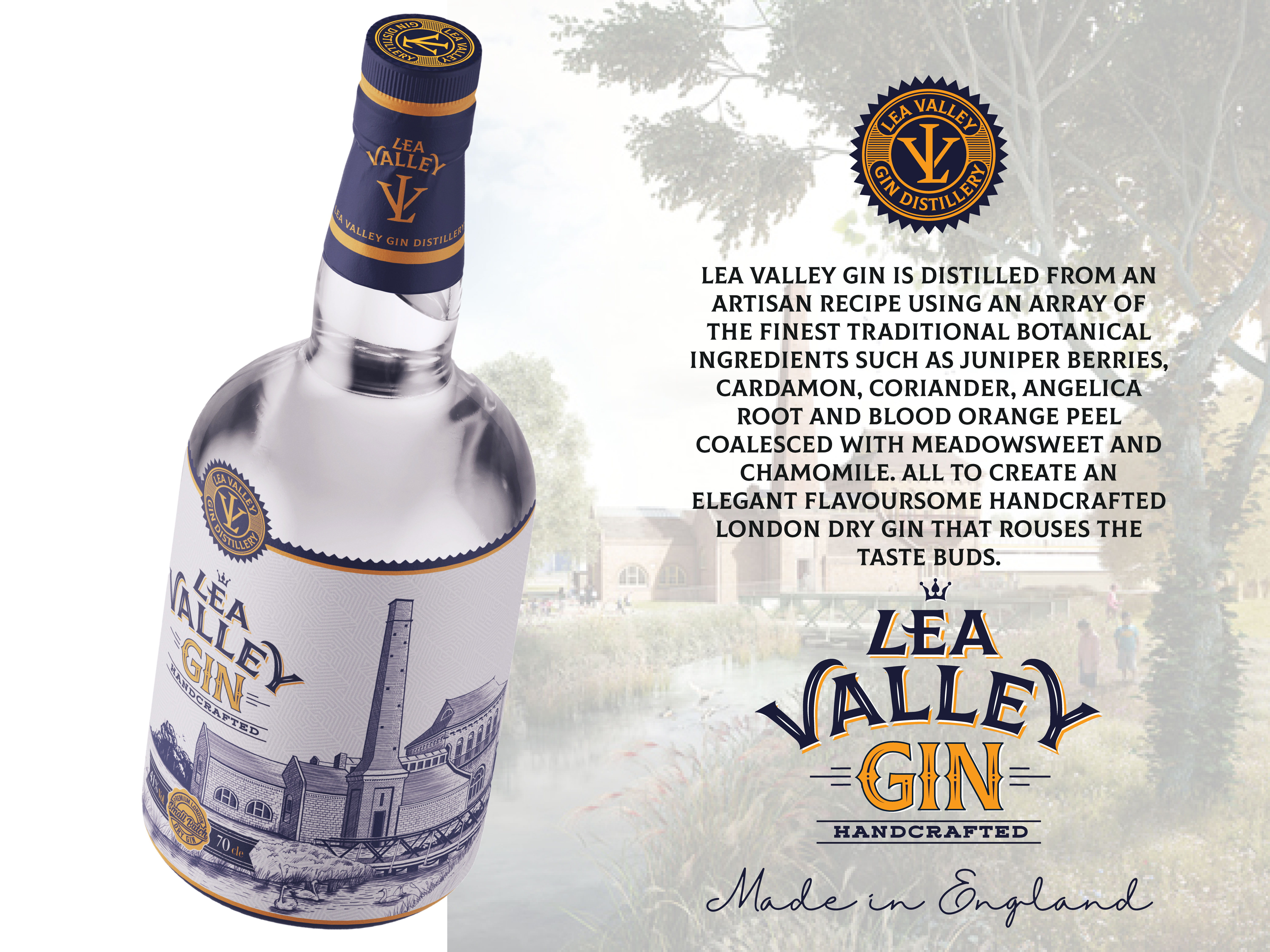 Lea Valley Gin Label adobe illustrator adobe photoshop branding gin bottle label design graphic design illustration label design logo packaging design vector