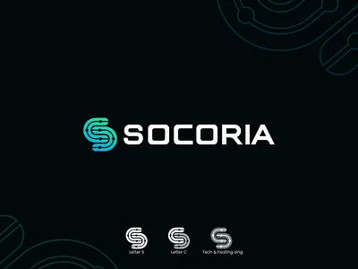 Socoria tech logo design & brand identity brand identity