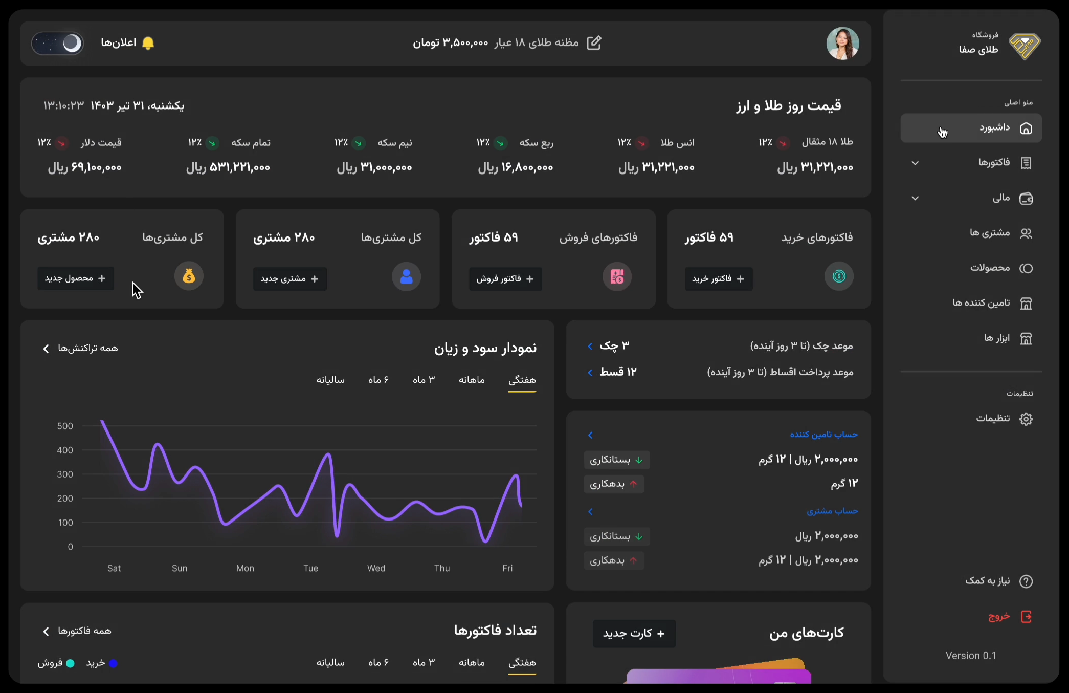 B2B Dashboard Design - Smart Assistant for Gold Sellers animation b2b dark dashboard gold light retails strategic ui