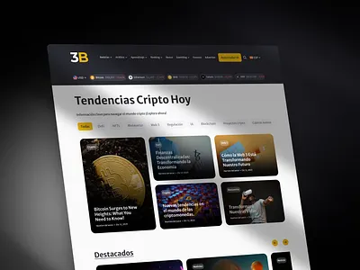 3 Block News - Website Blog blockchain clean design crypto news cryptocurrency interaction design mobile design modern ui product design ui design user interface ux design visual design web design