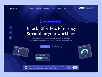 FlowForge – Workflow Automation SaaS Landing Page ai saas animatedwebsite b2b business web business website cleanwebdesign creativeagency dashboard digitalagency futuristicdesign glassmorphism landingpagedesign minimalwebdesign modernweb neumorphism saaswebsite techstartupdesign uiuxdesign webdesigninspiration websiteconcept